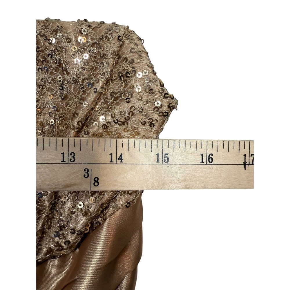 Jessica McClintock for Gunne Sax Black & Gold Sequin Bubble Mini Dress Size 9 - Picture 6 of 7